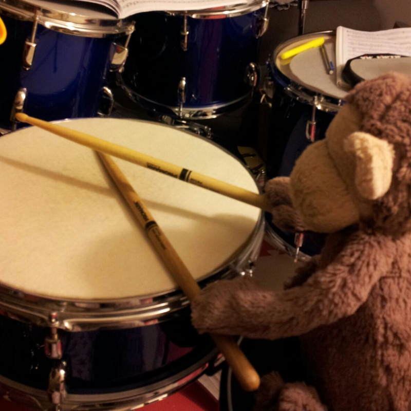Monkey playing drums